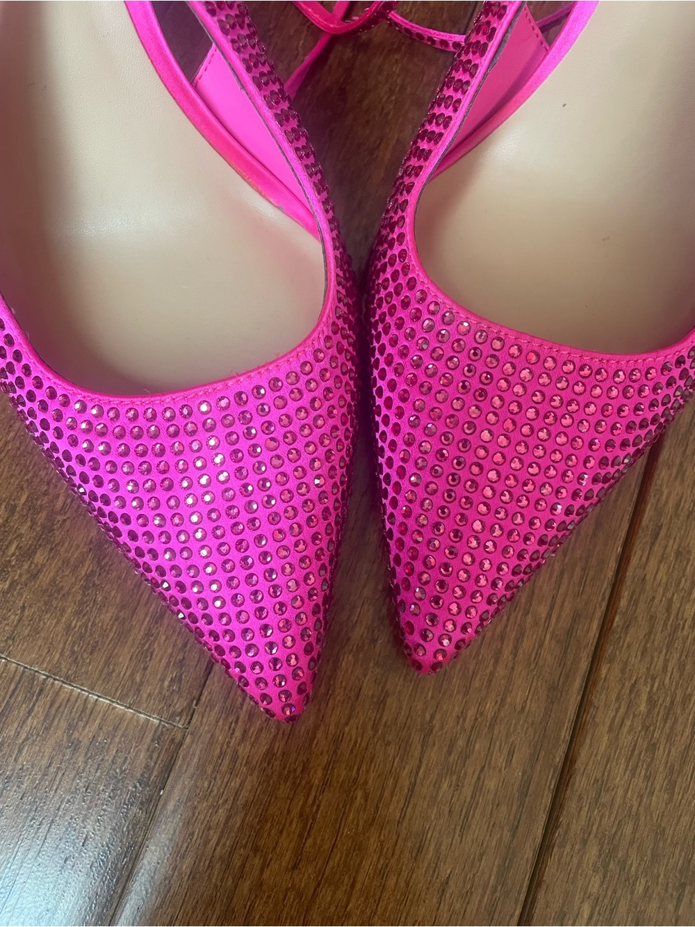 INC International Concepts Hot Pink Rhinestone Lace-Up Pointed Heels - Picture 5 of 5